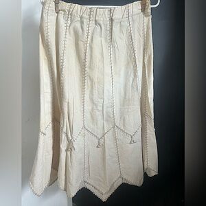 Vintage 70's Embellished Embroidered Crochet Cotton Skirt Size M/L